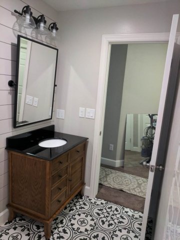 New Mirror and Lights Bathroom Remodel